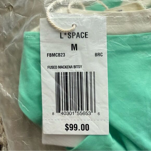 NWT LSPACE x Revolve Seamless Mackena Bikini Bottom Bright Teal-Cream Medium - Picture 6 of 6